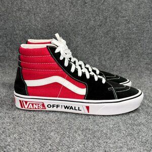 Vans Sk8 Hi Sneakers Men's Size 10.5 Red Black Suede High Retro Athletic Shoes
